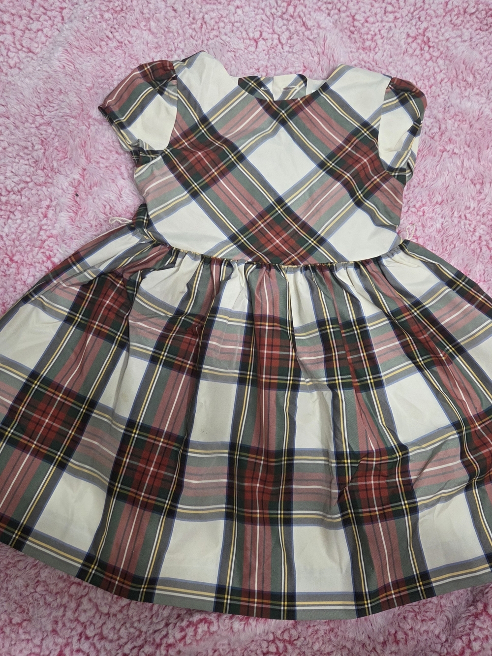 Ralph Lauren Cream, Red and Green Plaid Girls' Dress